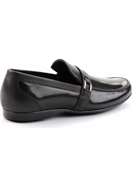 Siyah Baskılı Hakiki Deri Erkek Loafer Ayakkabı E01757267603 fırsatları