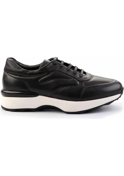 Siyah Baskılı Hakiki Deri Erkek Sneaker E01757167403 fiyatları