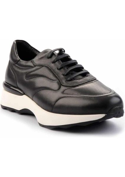Siyah Baskılı Hakiki Deri Erkek Sneaker E01757167403 modelleri