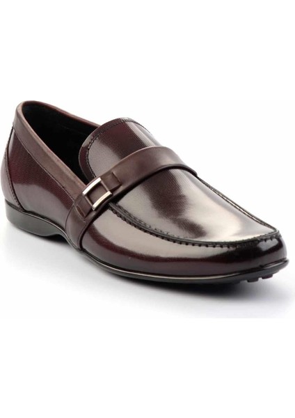 Bordo Baskılı Hakiki Deri Erkek Loafer Ayakkabı E01757267603 modelleri