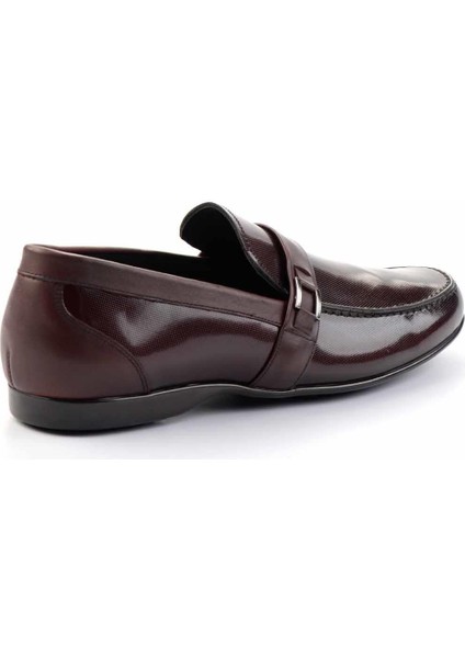 Bordo Baskılı Hakiki Deri Erkek Loafer Ayakkabı E01757267603 fırsatları
