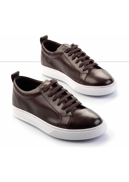 Kahve Antik Hakiki Deri Erkek Sneaker E01901254341