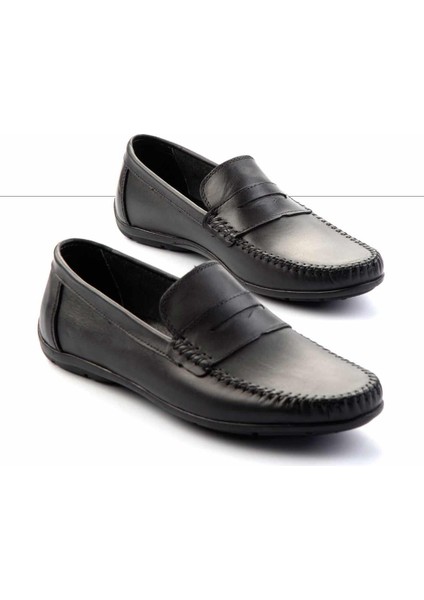 Siyah Hakiki Deri Erkek Loafer Ayakkabı E01439100203