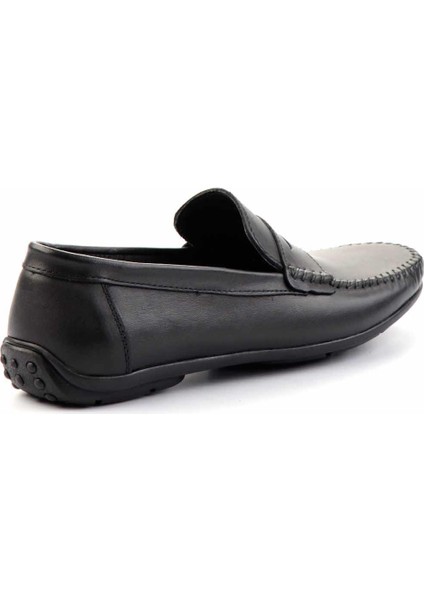 Siyah Hakiki Deri Erkek Loafer Ayakkabı E01439100203 fırsatları