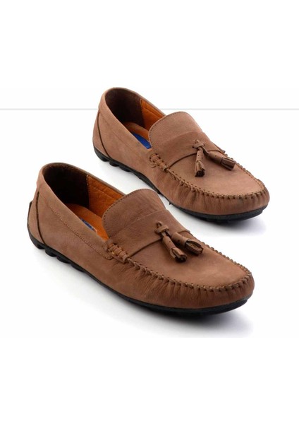 Kahve Nubuk Hakiki Deri Erkek Loafer Ayakkabı E01733033701