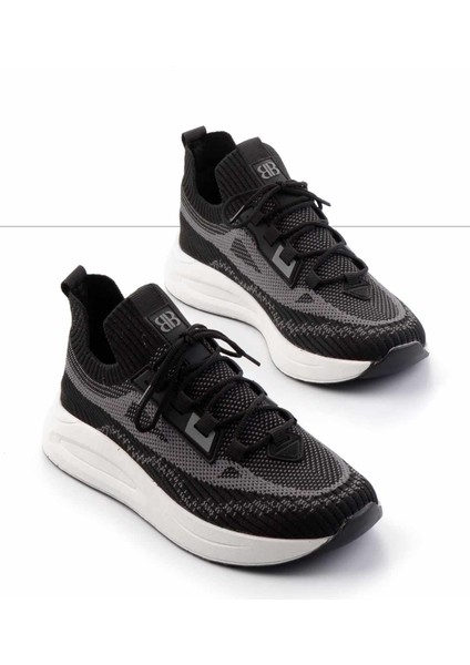 Siyah Beyaz Triko Erkek Sneaker E01768002382