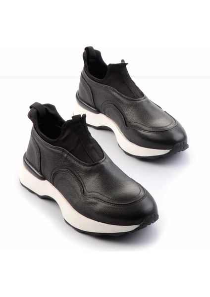 Siyah Hakiki Deri Erkek Sneaker E01585729203