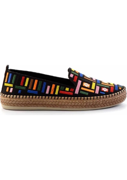 Siyah Çok Renkli Kumaş Kadın Espadril K01309600504