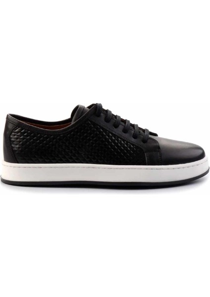 Siyah Baskılı Hakiki Deri Erkek Sneaker E01310099803 fiyatları