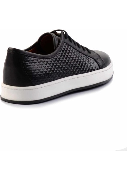 Siyah Baskılı Hakiki Deri Erkek Sneaker E01310099803 fırsatları