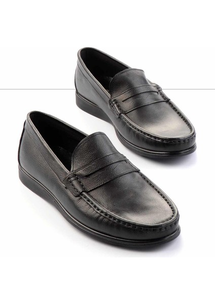 Siyah Hakiki Deri Erkek Loafer Ayakkabı E01556014103