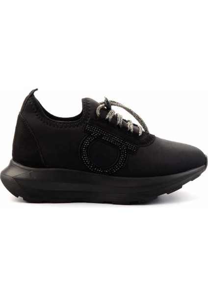 Siyah Platin Taşlı Streç Kadın Sneaker K01212111117 fiyatları