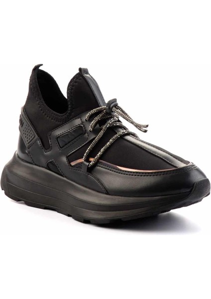 Siyah Platin Taşlı Streç Kadın Sneaker K01212333317 modelleri