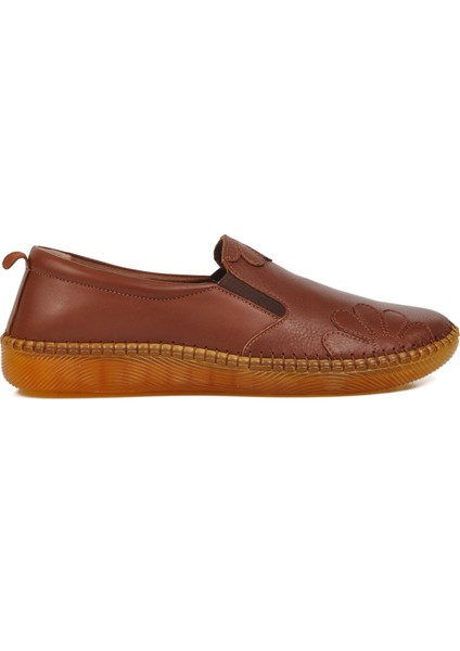 Premium 04035 Taba Hakiki Deri Kadın Günlük Ayakkabı