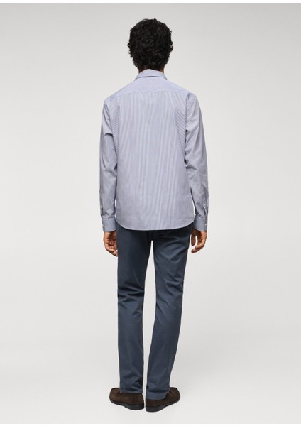 Slim Fit Çizgili Pamuklu Gömlek