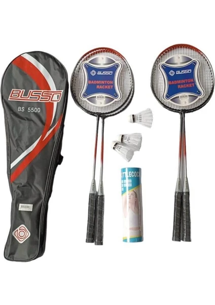 BS5500 4 Adet Badminton Raketi+Çantası+9 Adet Badminton Topu