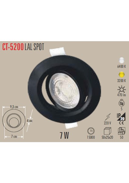 Ct 5200 7W LED Spot 3200K Gün Işığı