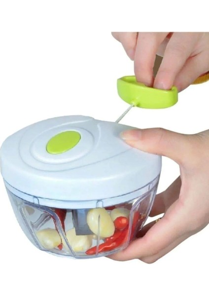 3 Bıçaklı Ipli El Rondosu Soğan Sebze Meyve Doğrayıcı Rende 500ML/250GR