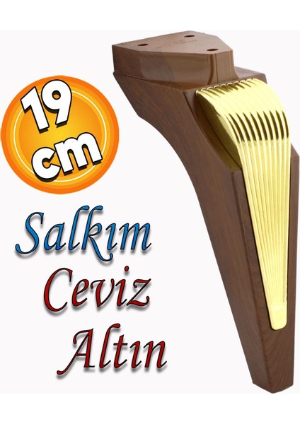 Salkım Mobilya Oturma Grubu Kanepe Sehpa Tv Ünitesi Koltuk Ayağı Baza Ayakları Ceviz Altın 19 cm