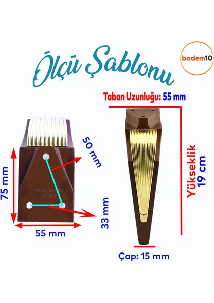 Salkım Mobilya Oturma Grubu Kanepe Sehpa Tv Ünitesi Koltuk Ayağı Baza Ayakları Ceviz Altın 19 cm modelleri