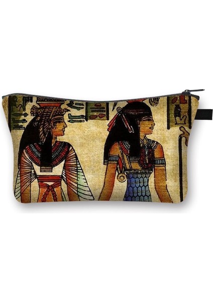 SHZBAIJ02CW Tarzı Mısır Sanat Baskı Kozmetik Durumda Kadın Makyaj Çantaları Mısır Firavunu Anubis Makyaj Çantası Küçük Çanta Ruj Tutucu Kozmetik Çantası (Yurt Dışından)