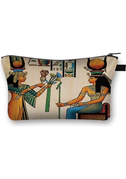SHZBAIJ02CW Tarzı Mısır Sanat Baskı Kozmetik Durumda Kadın Makyaj Çantaları Mısır Firavunu Anubis Makyaj Çantası Küçük Çanta Ruj Tutucu Kozmetik Çantası (Yurt Dışından) fırsatları
