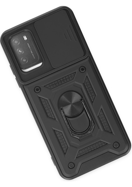 Xiaomi Pocophone M3 Kılıf Pars Lens Yüzüklü Silikon - Siyah 327107