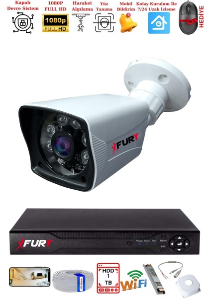 1 Kameralı 2mp Full Hd Görüntü 6 Atom LED Gece Görüşlü Dış Mekan Güvenlik Kamerası Seti 1tb fiyatları