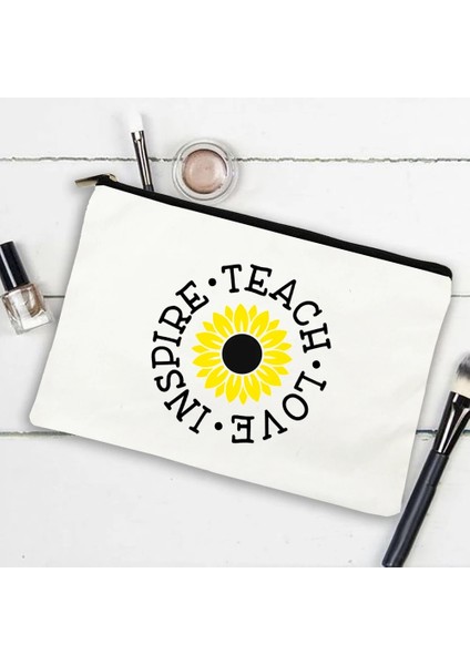 W16297-TBWH-D Stili Kadın Kanvas Kozmetik Kutuları Çanta Makyaj Çantası Kahve Bana Öğretmen Güç Ver Ruj Organizatör Okula Dönüş Öğretmenin En Iyi Hediyeleri (Yurt Dışından) fiyatları