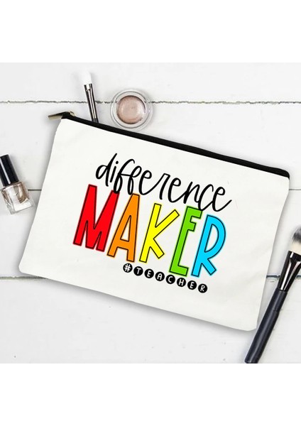 W16297-TBWH-D Stili Kadın Kanvas Kozmetik Kutuları Çanta Makyaj Çantası Kahve Bana Öğretmen Güç Ver Ruj Organizatör Okula Dönüş Öğretmenin En Iyi Hediyeleri (Yurt Dışından) indirimleri