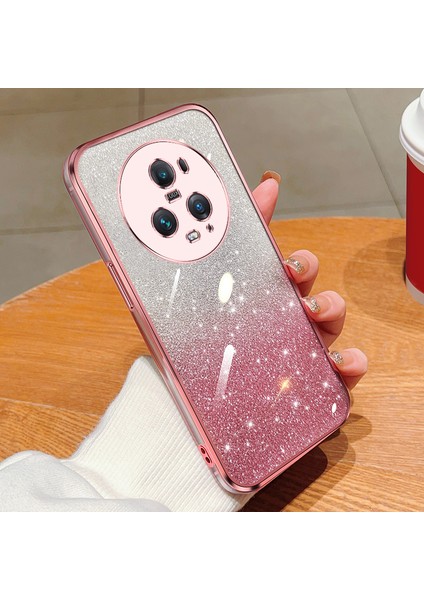 Honor Magic 5 Pro Için Uygun, Yüksek Kali Yumuşak Silikon Arka Kapaklı Şeffaf Elektroliz Parıltılı Cep Telefonu Kılıfı (Yurt Dışından)