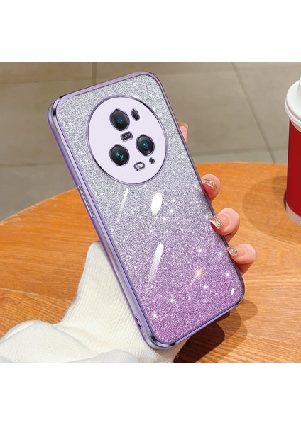 Honor Magic 5 Pro Için Uygun, Yüksek Kali Yumuşak Silikon Arka Kapaklı Şeffaf Elektroliz Parıltılı Cep Telefonu Kılıfı (Yurt Dışından)