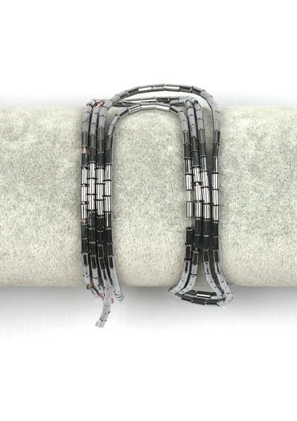 Gümüş Renk Hematit Dizi 2 x 4 mm Boru Kesim