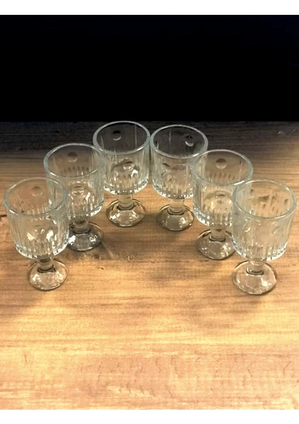 Cam Bardak 6 Lı Ayaklı Lusy Kahve Yanı Su Bardağı, Coffee, Water Glass 50ml