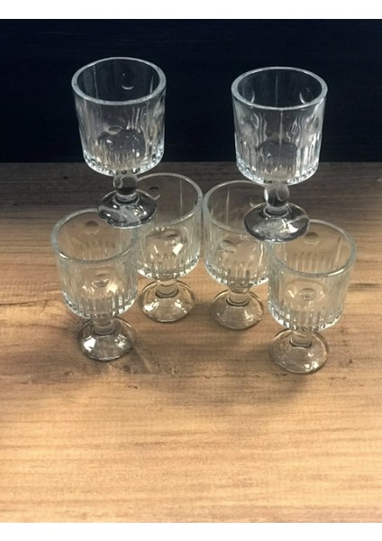 Cam Bardak 6 Lı Ayaklı Lusy Kahve Yanı Su Bardağı, Coffee, Water Glass 50ml