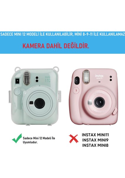 Fujifilm Instax Mini 12 Şeffaf Koruyucu Kılıf-Aksesuar Seti