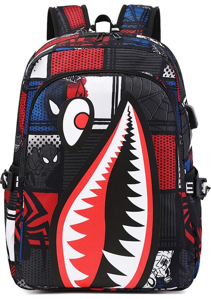 Köpek Balığı Desenli Öğrenci Okul Çantası (Yurt Dışından)