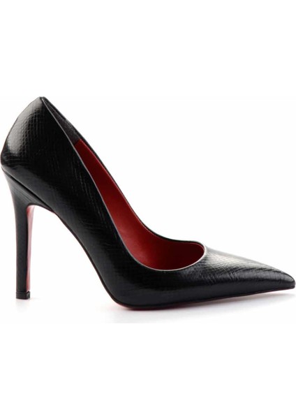 Siyah Yılan Baskı Kadın Klasik Topuklu Ayakkabı K01455018007 fiyatları