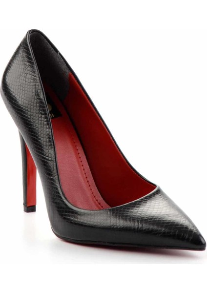 Siyah Yılan Baskı Kadın Klasik Topuklu Ayakkabı K01455018007 modelleri