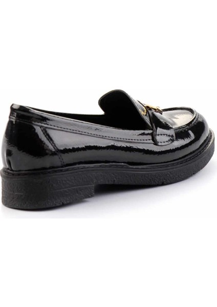 Siyah Kırışık Rugan Kadın Loafer Ayakkabı K01257067608 fırsatları