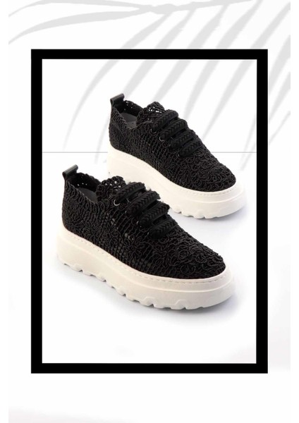 Siyah Örgü Kadın Sneaker K01459301816
