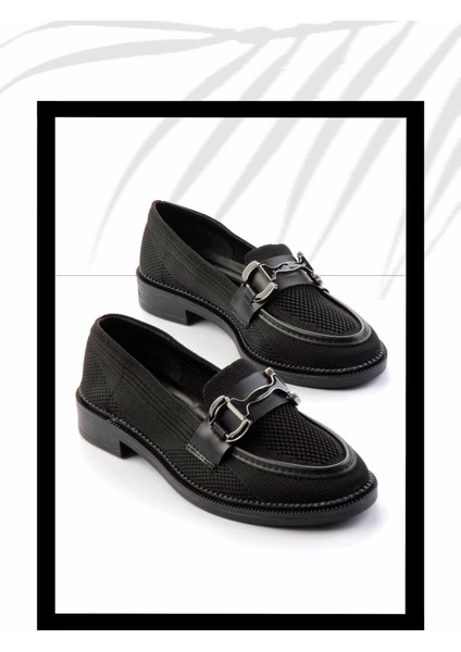 Siyah Triko Kadın Loafer Ayakkabı K01362245682