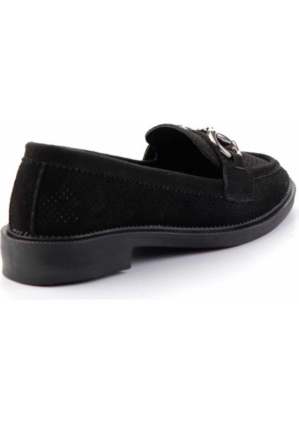 Siyah Süet Kadın Loafer Ayakkabı K01362245702