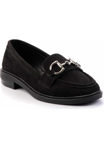 Siyah Süet Kadın Loafer Ayakkabı K01362245702 modelleri