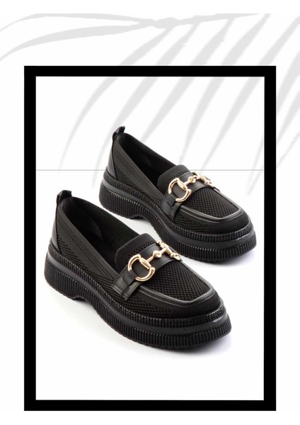 Siyah Triko Kadın Loafer Ayakkabı K01474200582
