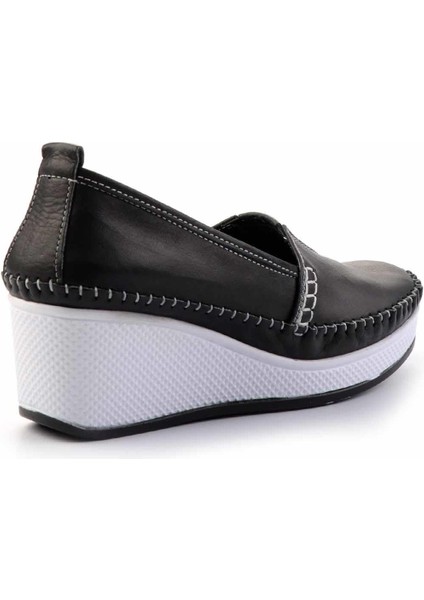 Siyah Deri Kadın Casual Ayakkabı K01908004503 fırsatları
