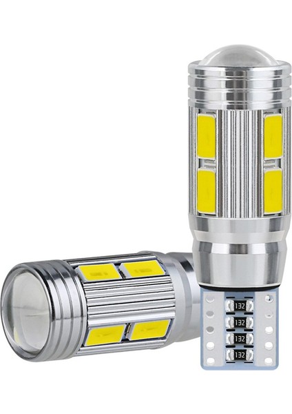 2 Adet W5W T10 12V 6000K 5630 10 Smd Araba LED Ampul Canbus Plaka Kama Yan Dönüş Sinyal Işığı Süper Parlak Beyaz (Yurt Dışından)