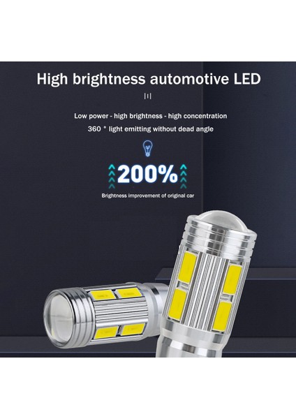 2 Adet W5W T10 12V 6000K 5630 10 Smd Araba LED Ampul Canbus Plaka Kama Yan Dönüş Sinyal Işığı Süper Parlak Beyaz (Yurt Dışından)