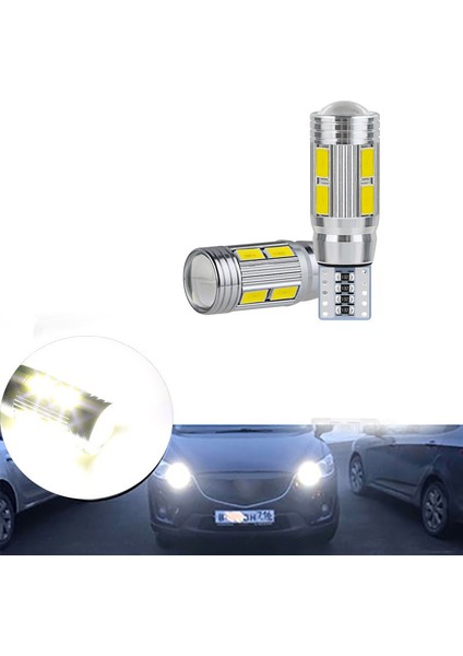 2 Adet W5W T10 12V 6000K 5630 10 Smd Araba LED Ampul Canbus Plaka Kama Yan Dönüş Sinyal Işığı Süper Parlak Beyaz (Yurt Dışından)