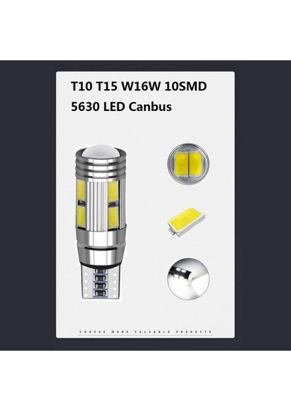 2 Adet W5W T10 12V 6000K 5630 10 Smd Araba LED Ampul Canbus Plaka Kama Yan Dönüş Sinyal Işığı Süper Parlak Beyaz (Yurt Dışından)